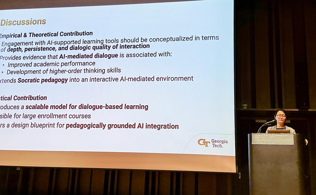 Jonna presenting at the AIED conference.